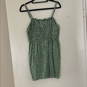 Green Floral Smocked Dress